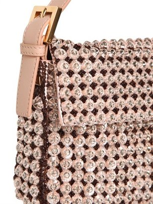 Fendi Crystal Pearl And Leather Baguette Bag