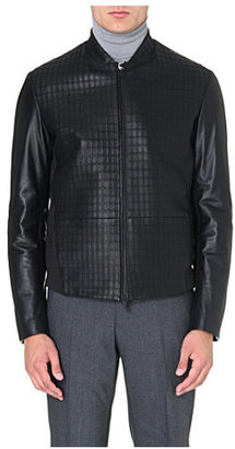 Armani Collezioni Square-detail perforated leather jacket - for Men