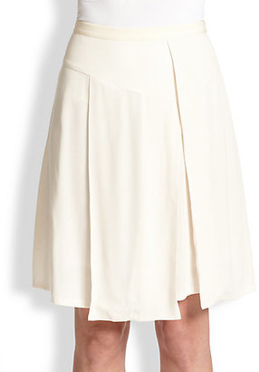 Rebecca Taylor Crepe Asymmetrical-Pleat Skirt