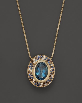 Bloomingdale's London Blue Topaz, White and Blue Sapphire with Smokey Quartz Pendant Necklace in 14K Yellow Gold, 18"