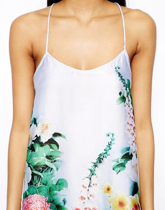 True Decadence Satin Cami Dress in Tropical Floral