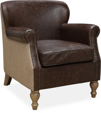 Chelsie Faux-Leather & Fabric Accent Chair, Quick Ship