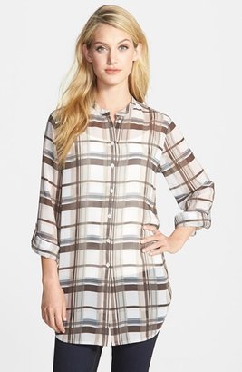 Vince Camuto 'Dreamy Plaid' Roll Sleeve Tunic