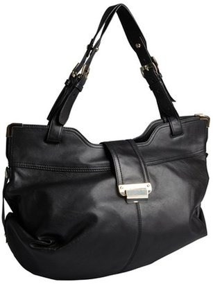 Kooba black leather expandable flap close 'Natasha' large hobo bag