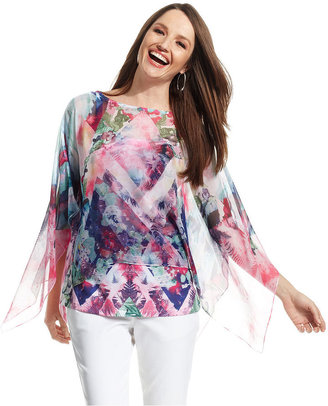 Style&Co. Batwing-Sleeve Printed Top