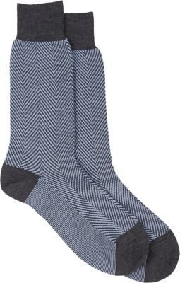 Richard James Herringbone & Stripe Mid-Calf Socks