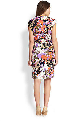 HUGO BOSS Floral Cap-Sleeve Jersey Dress