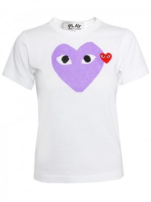 Comme Des Garcons Play 31436 PLAY Womens Purple Heart Logo T-Shirt White
