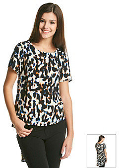 Lily White Printed Woven High Low Tee