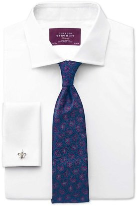 Charles Tyrwhitt Classic fit semi-spread collar luxury twill white shirt