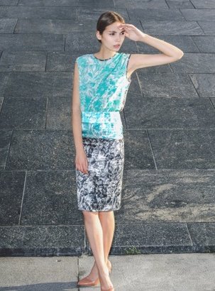Young British Designers Silk Print Sleeveless Top by Timur Kim