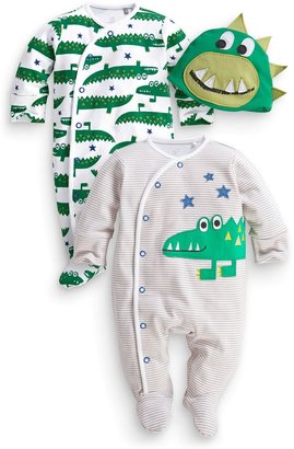 Next Two Pack Croc Sleepsuits With Hat (0mths-2yrs)