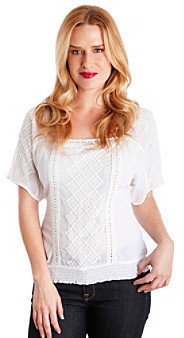 Lucky Brand Embroidered Elbow Sleeve Top