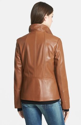 Ellen Tracy Petite Women's Stand Collar Leather Scuba Jacket