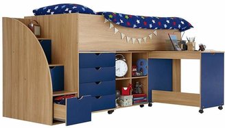 Kidspace Milo Mid Sleeper Kids Bed Frame With Storage Steps And Mattress Options