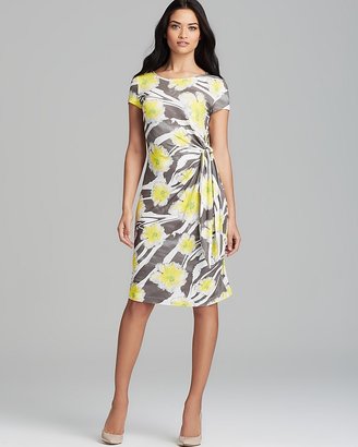 Lafayette 148 New York Cap Sleeve Dress with Gathered Side Tie