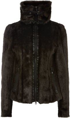 Armani Jeans Short faux fur jacket with a big collar