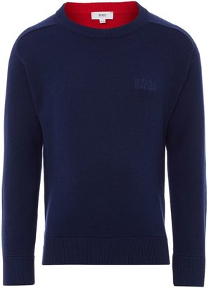 HUGO BOSS Boys wool knitted embroidered sweater