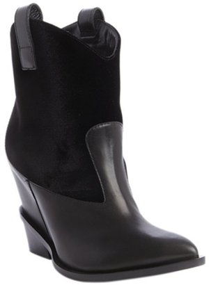 Giuseppe Zanotti black leather and velvet Western ankle boots