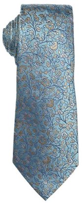 Ermenegildo Zegna turquoise silk floral printed tie