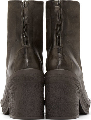 Marsèll Grey Leather Asphalt Block Heel Boots