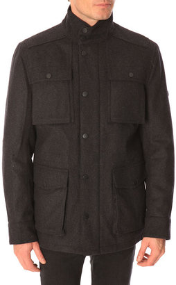 Ben Sherman Coal-Grey Wool Coat with Patched Pockets