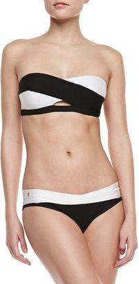 Herve Leger Two-Tone Bandage Two-Piece Swimsuit
