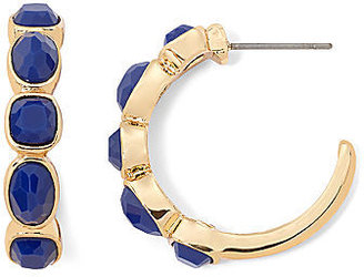 Liz Claiborne Gold-Tone Blue Hoop Earrings