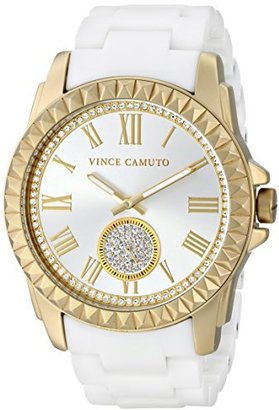 Vince Camuto Women's VC/5190GPWT Swarovski Crystal Accented Gold-Tone and Matte White Ceramic Bracelet Watch