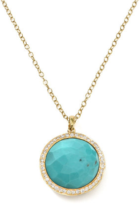 Ippolita Gold Rock Candy Lollipop Diamond Turquoise Pendant Necklace