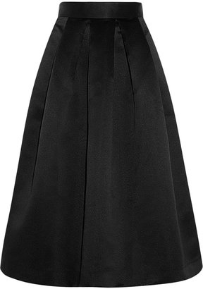 Lulu & Co Pleated brushed-satin midi skirt