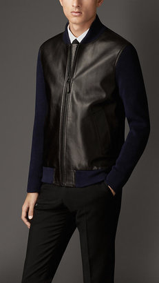 Burberry Cotton And Leather Zip-Front Jacket