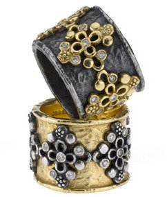 Jolie B Ray Wide Band Gold And Oxidized Silver Rings