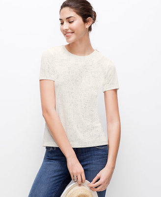 Ann Taylor Dotted Shoulder Zip Tee