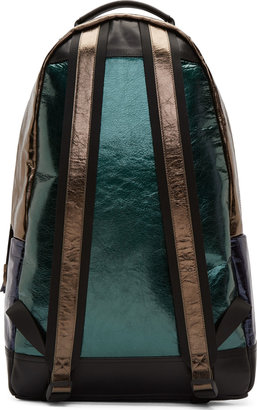 Kris Van Assche Krisvanassche SSENSE Exclusive Blue Metallic Leather Backpack