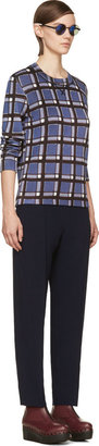 Marc by Marc Jacobs Blue Printed Plaid Toto Sweater