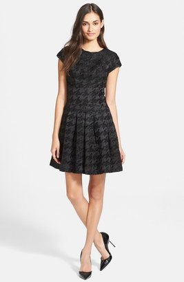 Ted Baker 'Caley' Sparkle Jacquard Houndstooth Fit & Flare Dress