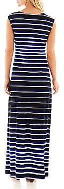 Liz Claiborne Cap-Sleeve Striped Maxi Dress