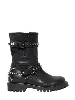 Studded Leather Biker Boots