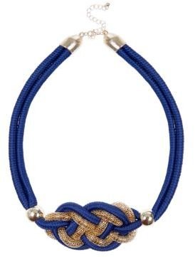 New Look Blue Knotted Cord and Chain Necklace