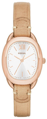 Fossil Sculptor Three Hand Leather Watch Sand-BEIGE-One Size