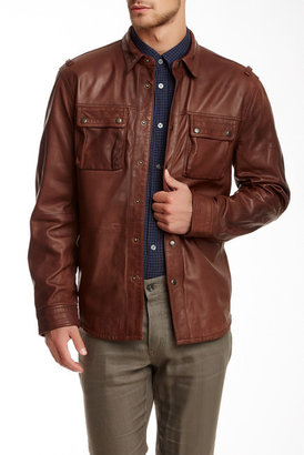 John Varvatos Star USA By Leather Cargo Shirt Jacket