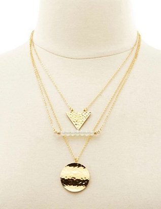 Charlotte Russe Geometric Layered Charm Necklace