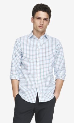 Express Non-Iron Fitted Plaid Shirt