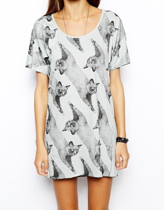 Your Eyes Lie Stretching Cat Print Dress