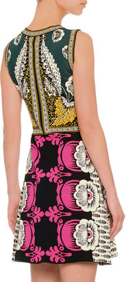 Valentino Mixed-Print Sleeveless Dress