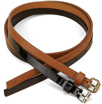 Marks and Spencer 2 Pack Square Buckle Skinny Belts