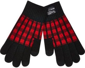 River Island Boys red check gloves
