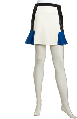 Romeo & Juliet Couture Zip Flare Contrast Skirt, Black/ivory/Blue