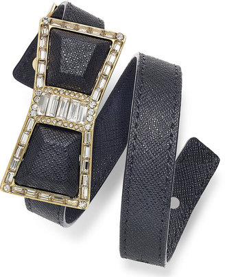 Kate Spade Gold-Tone Crystal Bow Wrap Leather Wrap Bracelet